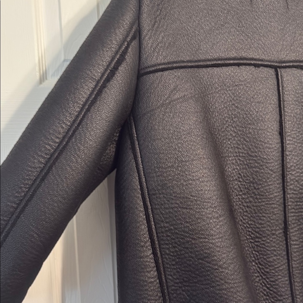 ZARA Black faux Leather Jacket with Fur Collar NWOT - Picture 7 of 7